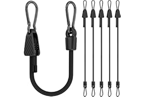 RUGTOL Bungee Cords with Hooks, Upgrade 45cm Adjustable Bungee Cords with Carabiner Hooks, Easy to Adjust from 18 to 45 cm Elastic Bungee Straps Short Rope with Clips Heavy Duty for Tarps, Car, 6 Pack