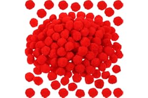 Boao 200 Pompones Rojos Bolas de Pompones Esponjosas de Halloween para Manualidades Bricolaje Reno de Navidad (0,8 Pulgadas)