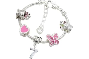 Jewellery Hut Girl's Silver Plated Birthday Charm Bracelet with Gift Box - Ages 1-11 Available