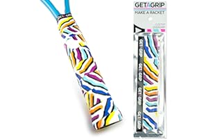 GET A GRIP - Custom Tennis Racket Grip Tape - Anti-Slip/Quick-Drying Tennis Overgrips - Precut Badminton Racket Grip with Finishing Tape - Squash Racket Grip Tapes