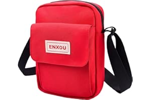 ENXOU Waterproof One Shoulder Bag Messenger Bag Side Bag Crossbody Bag for Working Shopping School Fishing Camping Hiking Daily Use for Men Women Boys Girls Teenager (Red)