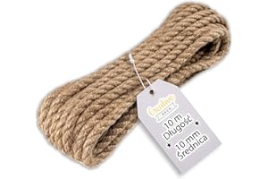 Creative Deco Lina Jutowa | 10m Długości | 10mm Grubości | Mocny i Wytrzymały Sznurek | Skręcony | Naturalny Brązowy Kolor | Idealny do Ogrodu, Dekoracji Wnętrz, Projektów Artystycznych i Rzemiosła