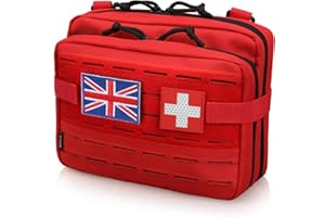 WYNEX Tactical Molle Admin Pouch of Laser Cut Design, Utility Pouches Molle Attachment Medical EMT Organizer with Map Pocket Tool Holder UK Flag Patch Included