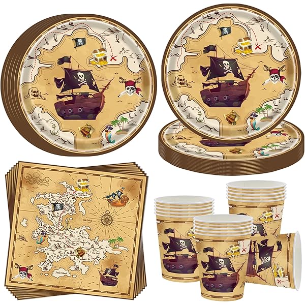 18 stuks piraten kinderverjaardag set, 4 piratenhoeden voor kinderen, 4