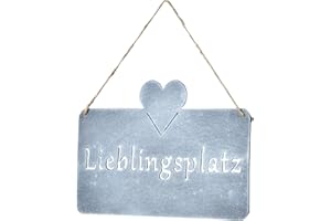 levandeo Schild Lieblingsplatz 25x16cm Herz Garten-Deko Türschild Wandbild Beton Betonoptik Grau Wanddeko