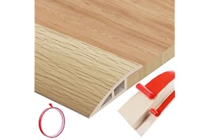 JAHOMFAI Floor Transition Strips Double Sided Self Adhesive Door Threshold Strips for Doorways, Laminate Threshold for Gaps Carpet Floor Tiles