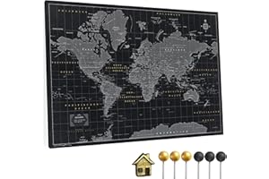 CANVASCALE Canvas Weltkarte mit Pinnwand Kork zum Pinnen der Reiseziele - Wanddeko für Jeden Raum - Hochwertige Leinwand Bilder mit World Map in Verschiedenen Größen (120x80 cm, Entwurf 2)