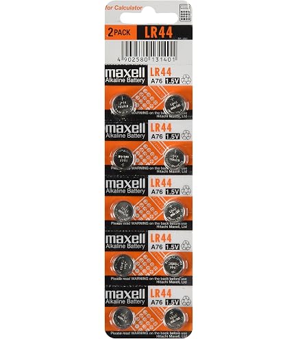 Maxell LR44 A76 AG13 Button Cell Batteries - 2 Pack, Alkaline, New