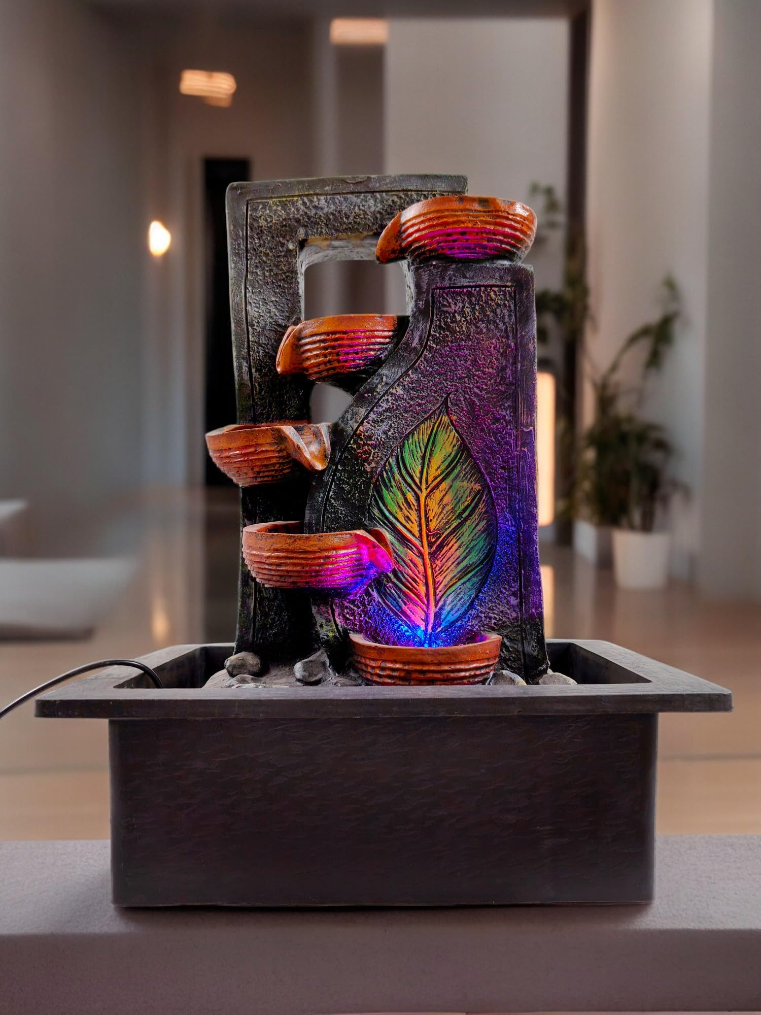 The Indian Casa Table Top Waterfall Fountain with LED Lights | Indoor and Outdoor Home Decor for All Occasions Decorative Fou