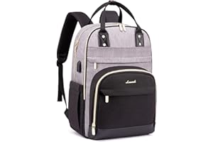 ‎LOVEVOOK LOVEVOOK Rucksack Damen, Laptop Rucksack 15.6 Zoll Schulrucksack Mädchen Teenager Wasserdicht Schultasche Jungen Anti-Diebstahl mit Laptopfach für Schule Reise Arbeit Leicht, Grau Schwarz