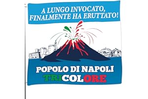 MAGNATEVE 'O LIMONE Bandiera 4° Scudetto Popolo di Napoli - Bandiera "Vesuvio Erutta" 60x60 cm - Gadget 4° Tricolore - Regalo Tifoso Calcio, Senza Asta