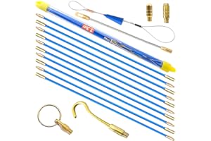 Akuoly 3.3m Aste Tiracavi in Fibra di Vetro con Molla di Guida, Sonda Tiracavi per cavi elettrici, 10 pezzi x 33 cm