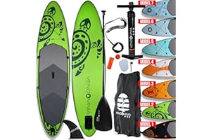 VENDOMNIA SUP Board Set - aufblasbar, Pumpe, Tragetasche, 15cm dick, Belastung 130 kg, 3 PVC Schichten, 7 Farben, 4 Größen 305cm 320cm 366cm 380cm - Stand Up Paddelboard, Surfboard, Paddle Paddling board