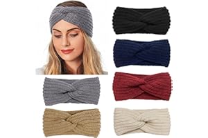 LIHELEI Stirnband Damen Winter, Gestrickte Haarreifen für Frauen Mädchen, Verdicken Stirnbänder Haarband, Ohrenwärmer HeadwrapYoga Workout Vintage Haarschmuck-6PCS