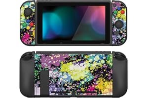 PlayVital ZealProtect Funda Protectora Suave para Nintendo Switch Accesorio Carcasa con Protector de Pantalla & Tapas de Agarre para el Pulgar & Pegatinas de ABXY Dirección Botón(Acuarela Salpicadura)