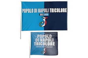 MAGNATEVE 'O LIMONE Bandiera Popolo di Napoli 2023 Originale – 2 Bandiere 60x60 e 90x150 cm Tricolore – Gadget Idea Regalo Tifoso Calcio Originali – Idee Regali Divertenti per Tifosi