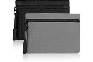 GEEHUA 2 szt. portmonetka na monety, mini torba na monety, mały uchwyt na karty kredytowe, zamek błyskawiczny, etui na monety, smukły organizer na wizytówki, Czarny i szary, S, Klasyczny