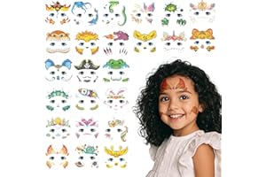 MAKOTO NOBU 24 Sheets Viso Tatuaggi Temporanei Per Bambini, Carino Animale Viso Vernice Trucco Tatuaggio Adesivi, Per Carnevale Ragazze Ragazzi Decorazioni Di Compleanno Feste
