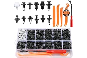 Preciva 305pcs Car Trim Clips Set, 300pcs Car Fixing Clips& 5pcs Trim Removal Tools, 12 Types Plastic Rivets, Universal Auto Fence Panel Clips Wind Deflector Clips Car Fixing Clips Car Body Trim Clips