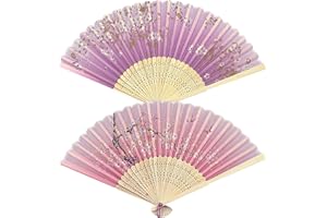 YOLONCE Ventagli di bambù per Decorazione，Ventagli Pieghevoli per Donna Ventaglio Fatto a Mano