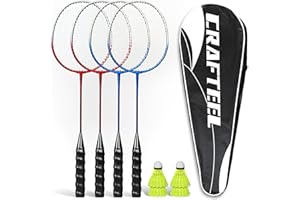 CRAFTEEL Badminton Rackets Set of 4, Badminton Set for 4 Player, 4 Rackets for Outdoor Backyard Games