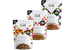 Fiid 100% Natural Vegan Microwave Ready Meals Flavour Multipack - 3 x 275g - Mexican Chilli, Italian Sundried Tomato, Thai Sweet Potato Curry (Vegetarian Food Pouch, High Protein & Gluten Free)