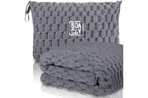 BOACAY Packbare Reisedecke für Flugzeug, Auto - Kompakte Bürodecke - Tragbares Kissen für Erwachsene, Kinder mit Hülle, Gepäckhülle, Rucksackclip