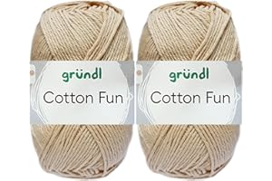 HDK-VERSAND 2x50 Gramm Gründl Cotton Fun Häkelgarn aus 100% Baumwolle inkl. Anleitung für Meerschwein (31 Sand)
