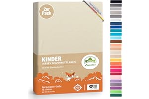 ‎LEEVITEX Premium Kinder Spannbettlaken leevitex® | 2er Set | Für Babybett & Kinderbett 70 x 140 cm | 100% hochwertige Mako-Jersey-Baumwolle - 170 g/m² | Öko Tex geprüft | Naturweiß
