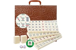 LANYOTA Mahjong-Set Großes Elfenbeinfarbe Ziegeln Mit Arabische Ziffern Fliesen Chinesisches Mahjong-Spielset 146 Tiles Majiang(Elfenbeinfarbig)