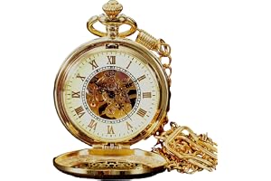 Fickur för män Steampunk mekaniska fickur med kedja och presentlåda för dagliga helgdagar Använd julfödelsedag Fars dag årsdagar