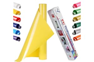 VEGIXO Heat Transfer Vinyl Yellow – 12inch x 8 Feet Iron on Vinyl Roll for Cricut & Cricut Heat Press,HTV Vinyl is Easy to Cut & Weed, Design Your T-Shirts & Crafts with Cricut Vinyl