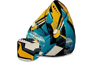 DreamRoots Pouf per adulti con imbottitura, 80 x 80 x 120 cm, tessuto Oxford 220 g/m2, impermeabile, pouf con schienale e sgabello e rivestimento, cuscino per il pavimento, Chill Sack