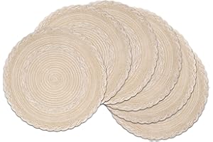 SHACOS Juego de 6 Manteles Individuales Tejidos Redondos Resistentes al Calor Antideslizantes Lavables Salvamanteles Individuales para Comedor Cocina, 38 cm