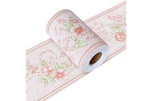 Yoillione Bordi per Carta da Parati Floreale, Bordi Adesivi Decorativi Bordo Autoadesivo, 3D Lavabile Impermeabile Rimovibile Greche Adesive per Pareti per Cucina Soggiorno Bagno 0.1x5m