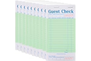 Stock Your Home Guest Check Book (10 Books) 3.5" x 6.75" Server Note Pads and Waitress Order Pads - 50 Checks Per Book for Total 500 Guest Checks