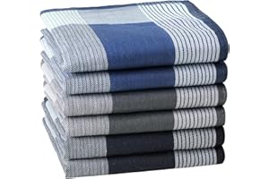 HOULIFE Mouchoirs épais pour Hommes des années 60 en Coton Doux Mouchoir pour Hommes Classique à Carreaux Hankies Plaid Hanky pour Papa Grand-père, 43x43 cm