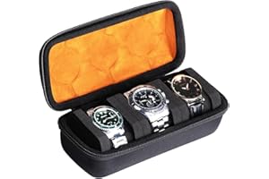 AUKURA 3 SLOTHard Watch Roll Travel Case, Zipper Case Storage and Organizer for Men and Women, with anti-move watch pillow (Black 3slot)