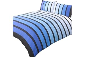 art Soho Blau gestreiftes Bettwäsche-Set, für Einzelbett, blau