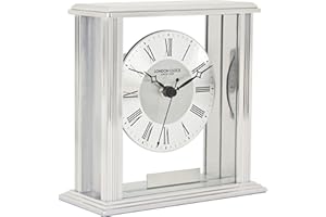 London Clock 6399 Silver Flat Top Mantel Clock, 15.5 x 6 x 14.3cm