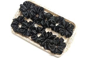 Scrunchies for Women, Pack of 10, Black Scrunchies, Satin Scrunchies (Mini (8.5cm x 3cm))
