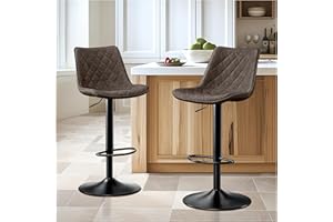 ‎STOOLINK STOOLINK Barhocker 2er Set Barstuhl Höhenverstellbar mit Mikrofaser-Leder, Barhocker mit Lehne, Tresenhocker Drehbar, Bistrohocker Designer, Barstühle für Küche, Theke, Bar-Braun