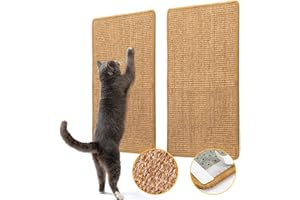 Conlun Tapis Griffoir pour Chat Mural,Grattoir Chat en Sisal Naturel,Poteau Griffoir Chats Horizontal pour Aire de Jeux Murale pour Chat,Protège Les Meubles et Les Canapés(M,59X39cm)