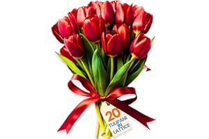 levante group – Tulipani Finti Realistici in Lattice Rossi – Mazzo di Fiori Artificiali Realistici per Decorazioni Casa, Ufficio, Eventi – Tulipani Finti 10pz
