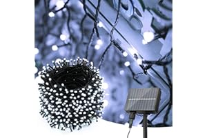 PhilzOps Catena Luminosa Solare, 52M 500 LED Natale Luce Stringa Solari Esterno 8 Modalità Impermeabile Luci Giardino Decorative Per Albero Esterni Patio Balcone Festa Matrimonio, Bianco Freddo