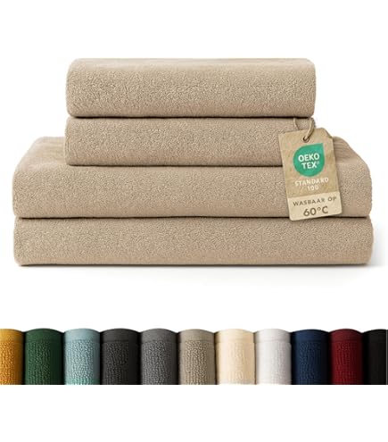 Homewell Handdoekenset, zacht en absorberend, 100% katoen, Oeko-Tex 100- gecertificeerd (2 handdoeken 50 x 100 cm, beige