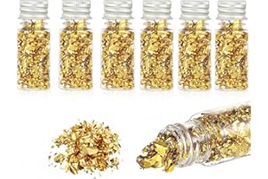 RAROUYI Foglie Oro Per Decorazioni, 7 Bottiglie Foglia Oro Per Pittura Oro Decorazione, Foglie Dorate, Foglio d'Oro, Della Torta, Cioccolato, Ristorante, Tavolette Dorate Da Dessert