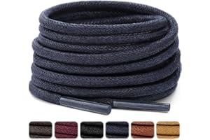 Stepace Cordones Redondos Encerados [2 pares] Cordones Duraderos para Zapatos de Vestir y de Diario, Longitud 66-135cm