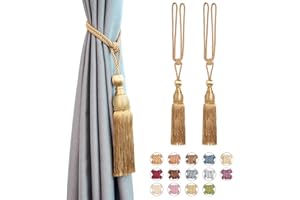 Pretty Jolly 2 Pack Mesh Ball Tassel Curtain Tiebacks European Vintage Style Curtain Holdbacks Handmade Braided Rope Decorative Drape Tie Backs for Home and Office Window Drapery (Bronze)