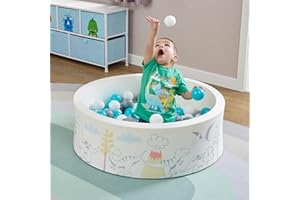 Liberty House Toys Soft Foam Ball Pit Dinosaur Pattern Complete with 200 Balls White H30 x W90 x D30cm